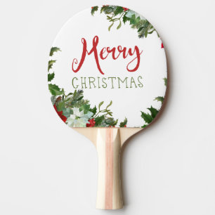 Merry Christmas greenery  Ping Pong Paddle