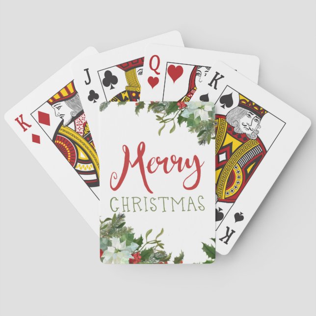Merry Christmas greenery  Playing Cards (Back)
