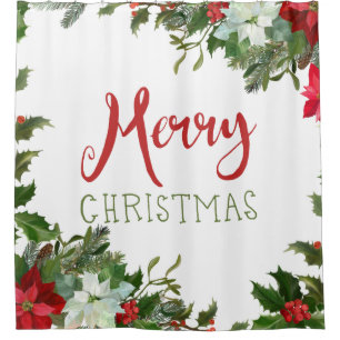 Merry Christmas greenery Shower Curtain