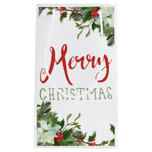 Merry Christmas greenery  Small Gift Bag