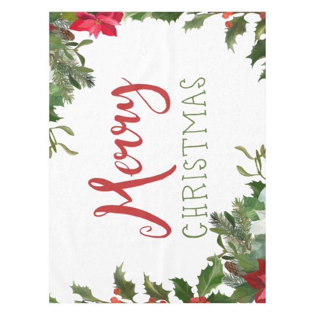 Merry Christmas greenery  Tablecloth (Front)