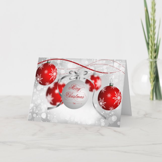 Merry Christmas Greeting Card - Red & White (Front)