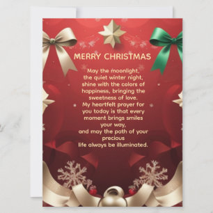 Merry Christmas Greeting Card with Festive Ribbons