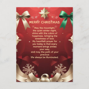 Merry Christmas Greeting Card with Festive Ribbons