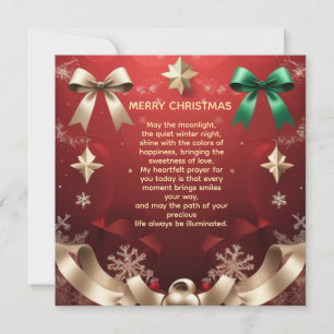 Merry Christmas Greeting Card with Festive Ribbons