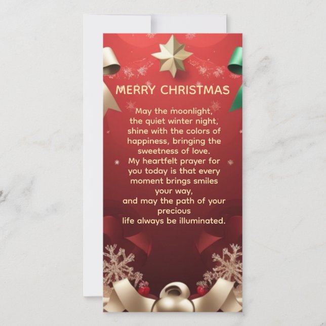 Merry Christmas Greeting Card with Festive Ribbons (Front)
