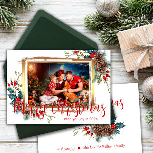 Merry Christmas Greeting Card with Photo