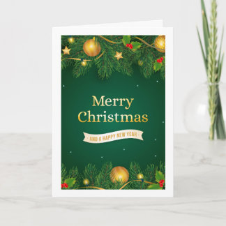 Merry Christmas Greeting Card with Santa and Snow