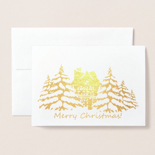 Merry Christmas greeting Foil Card (Front With Envelope)