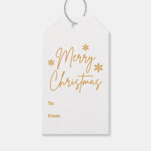 Merry Christmas Greeting Gold  Gift Tags