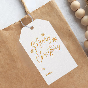 Merry Christmas Greeting Gold  Gift Tags