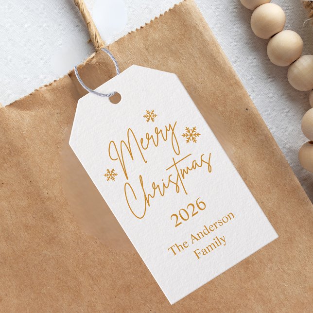 Merry Christmas Greeting Gold  Gift Tags (Creator Uploaded)