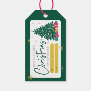 merry christmas greeting green gold red gift tags