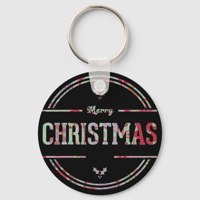 Merry Christmas Greeting Key Ring (Front)