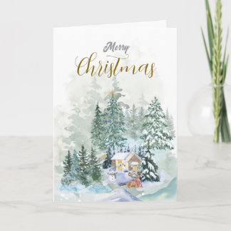 Merry Christmas Greeting | Minimal | Watercolor Holiday Card