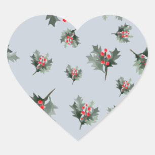 Merry Christmas greeting mistletoe and pine wreath Heart Sticker