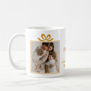 Merry Christmas Greeting Photo Collage Gold Coffee Mug