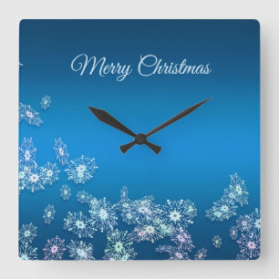 Merry Christmas. Greeting. Square Wall Clock