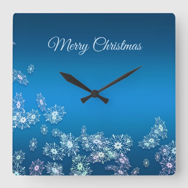Merry Christmas. Greeting. Square Wall Clock (Front)