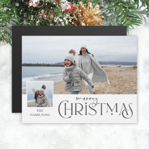 Merry Christmas Greeting with Photo Insert Silver