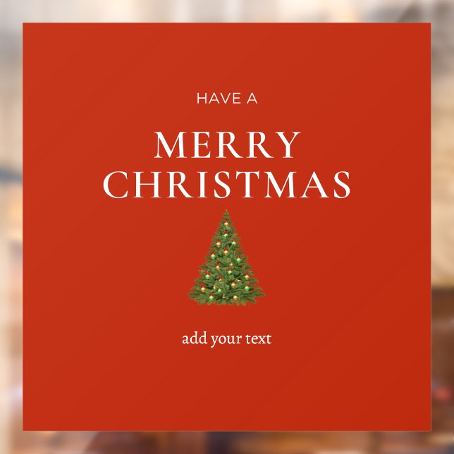 Merry Christmas greeting with tree on red custom (Sheet 2)