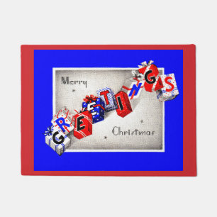 Merry Christmas Greetings Doormat