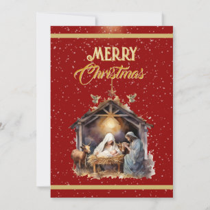 Merry Christmas Greetings: Gold, Red & Silver Hol Holiday Card