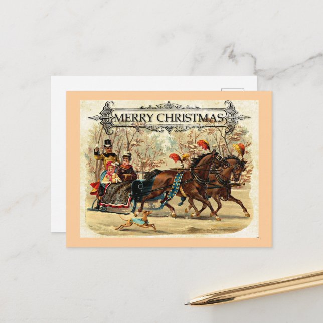 Merry Christmas Greetings Holiday Postcard (Front/Back In Situ)