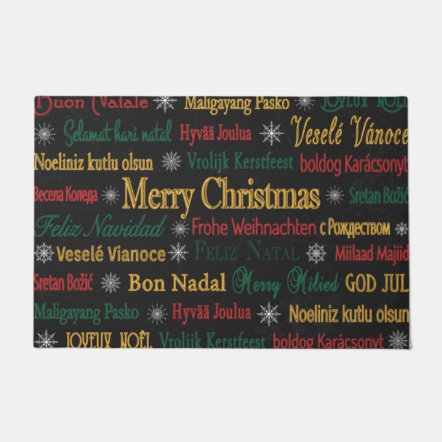 Merry Christmas Greetings in Different Language |  Doormat (Front)