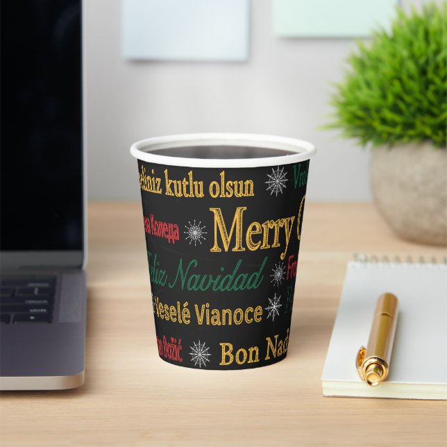 Merry Christmas Greetings in Different Language |  Paper Cups (Insitu)