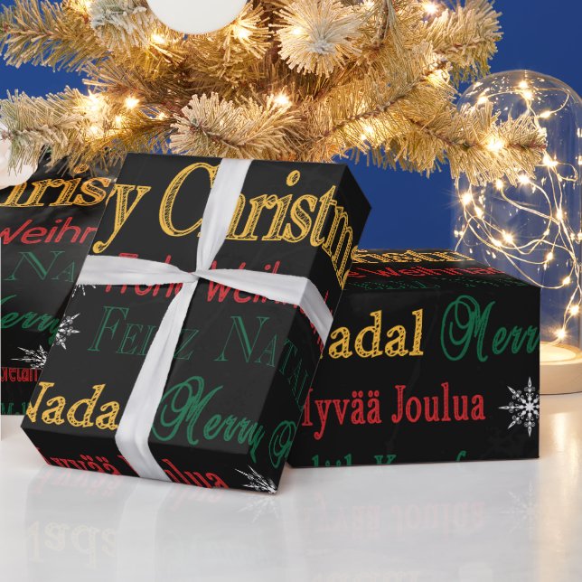 Merry Christmas Greetings in Different Language |  Wrapping Paper (Holidays)