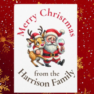 Merry Christmas Greetings Santa Holiday Card