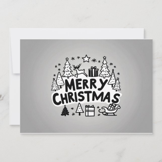 Merry christmas grey greeting card (Front)