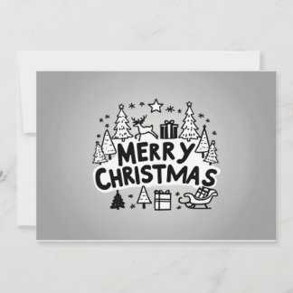 Merry christmas grey greeting card