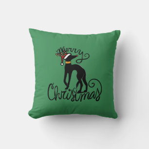 Merry Christmas Greyhound Reindeer Cushion