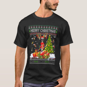 Merry Christmas Greyhound Santa Xmas Tree Lights U T-Shirt