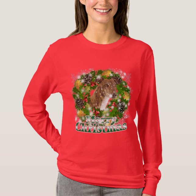 Merry Christmas Greyhound T-Shirt (Front)