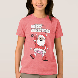 Merry Christmas - Groovy Santa Strut Tri-Blend Shirt