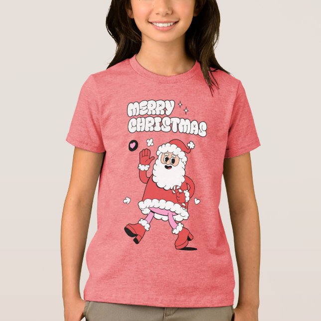 Merry Christmas - Groovy Santa Strut Tri-Blend Shirt (Front)