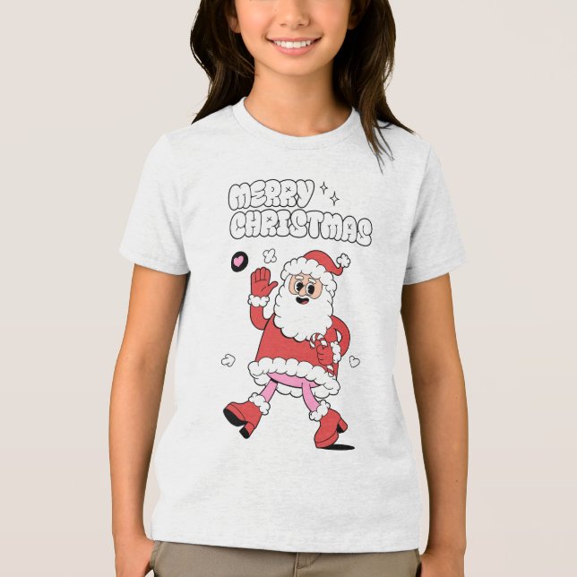 Merry Christmas - Groovy Santa Strut Tri-Blend Shirt (Front)