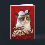 Merry Christmas Grumpy Cat Holiday Card<br><div class="desc">This card features Grumpy Cat in a santa hat,  with "Merry Christmas" on the front.</div>