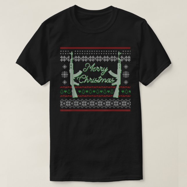 Merry Christmas Gun For Christmas Hunting Military T-Shirt (Design Front)