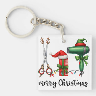 Merry Christmas Hairdresser Festive Stylist Xmas Key Ring