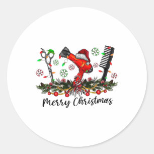 Merry Christmas Hairstylist Hairdresser Matching C Classic Round Sticker