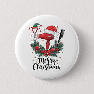 Merry Christmas Hairstylist Hairdresser Xmas Hair 6 Cm Round Badge