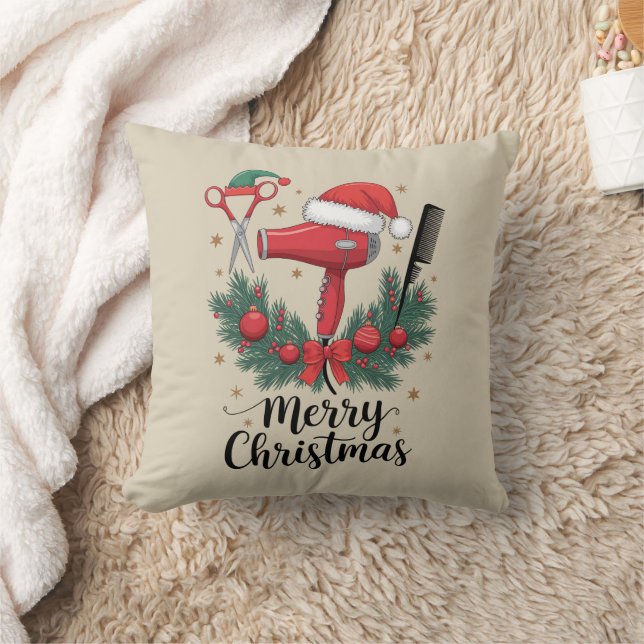 Merry Christmas Hairstylist Hairdresser Xmas Hair  Cushion (Blanket)