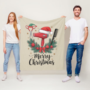 Merry Christmas Hairstylist Hairdresser Xmas Hair  Fleece Blanket