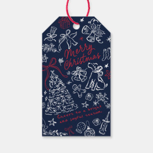 Merry Christmas Hand Draw Doodle Gift Tags