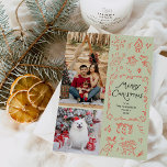 Merry Christmas Hand Drawn Icons Red Green 2 Photo Holiday Card<br><div class="desc">Share your warmest wishes with this personalised 2 photo Holiday card. Featuring a cosy winter scene with mistletoe & greenery, it’s the perfect way to showcase your favourite family memories. **Notes: Top Image - Vertical Photo preferred & for Bottom Image - Horizontal Photo Preferred (Use Crop tool to adjust Photo...</div>