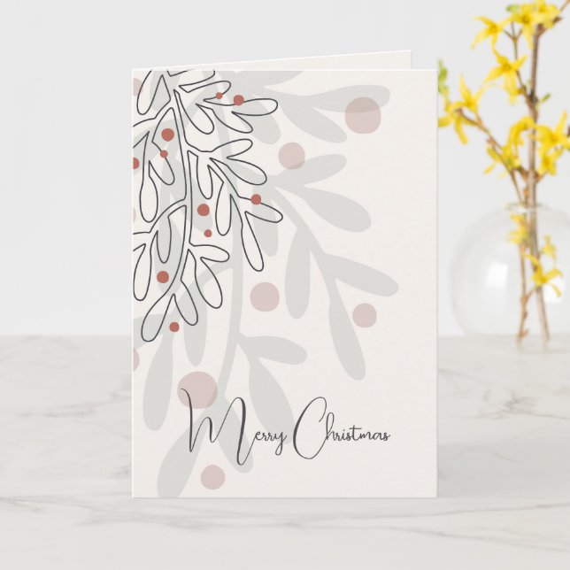 Merry Christmas hand drawn mistletoe  Card (Yellow Flower)